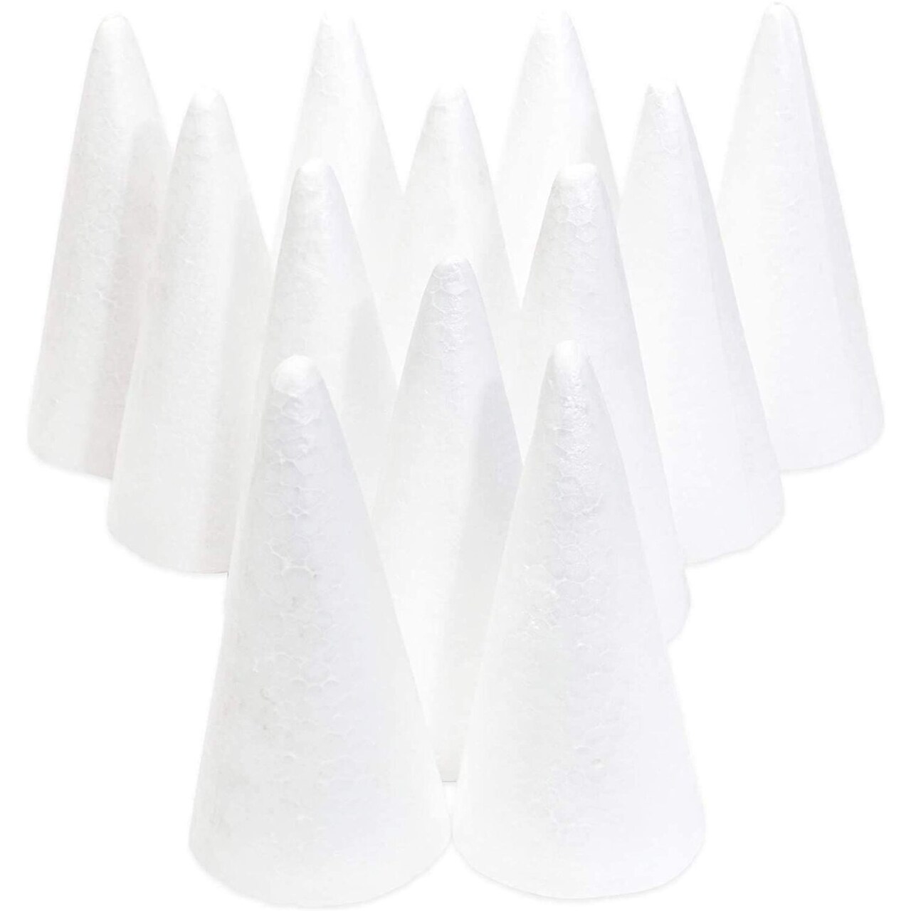 12 Pack Foam Cones for Crafts, Trees, Holiday Decorations, Handmade Gnomes, Classroom Activities (White, 2.7 x 5.5 In)